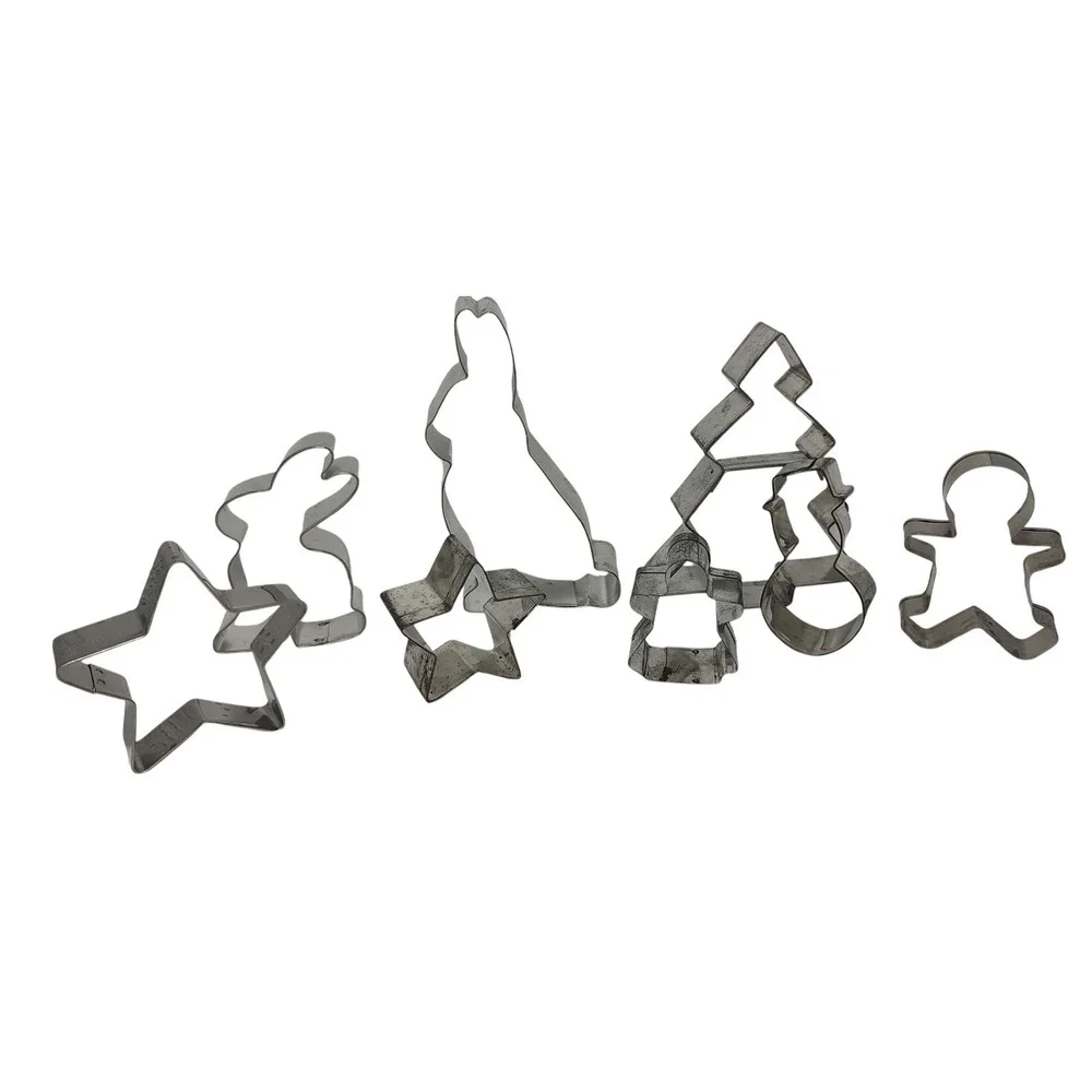 Vintage Holiday Metal Cookie Cutter Christmas Easter Small to Large Set of Eight